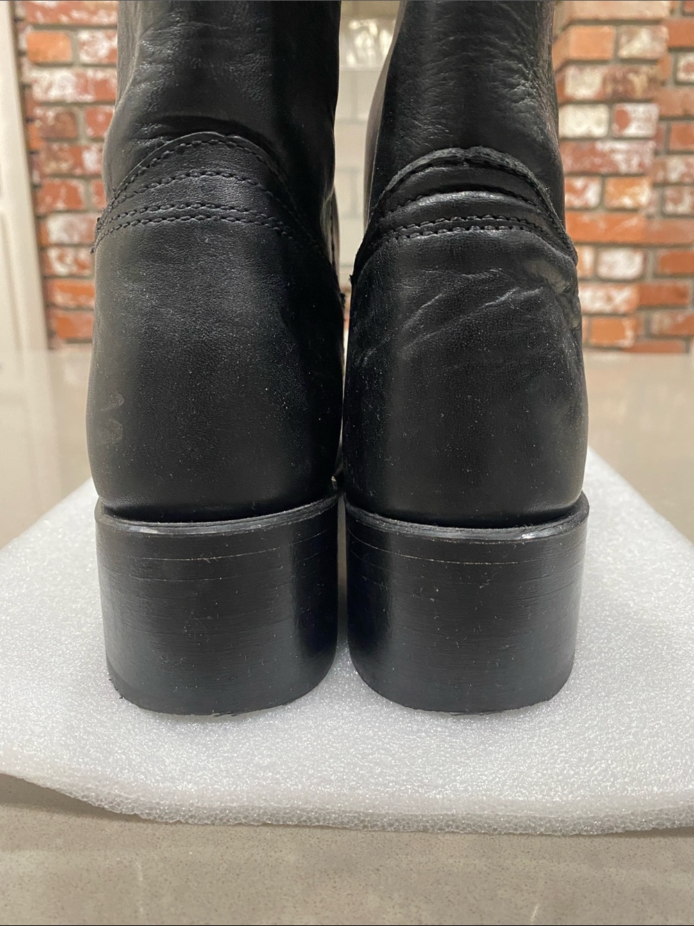 worn once FRYE black campus leather boots womens 8.5 made in USA - Picture 4 of 10